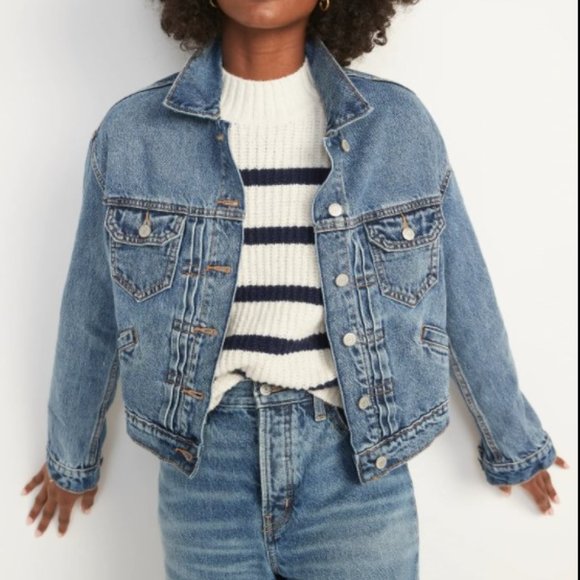 NWT!  Old Navy Canada Cropped Medium-Wash Jean Jacket - Size XL - Picture 4 of 5